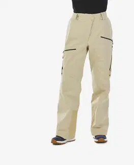 nohavice Dámske lyžiarske nohavice FR100 na freeride béžové