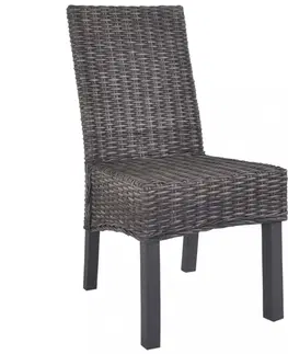 Jedálenské stoličky a kreslá Jedálenská stolička 4 ks ratan / mangovník Dekorhome Čierna