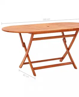 Záhradné stoly Skladací záhradný stôl 160x85 cm masívna eukalyptus Dekorhome