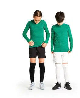 ragby Detské spodné tričko na futbal Keepdry 500 s dlhými rukávmi zelené