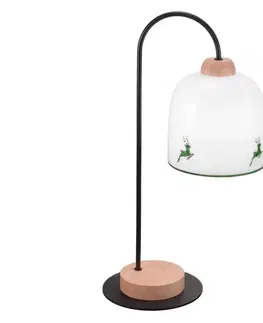 Lampy Kolarz Kolarz A1352.71.G.100 - Stolná lampa NONNA 1xE27/60W/230V jelene dub/biela/zelená 