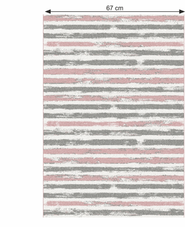 Koberce a koberčeky KONDELA Karan koberec 67x120 cm ružová / sivá / biela