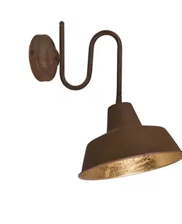 Nastenne lampy Priemyselná nástenná lampa so zlatým interiérom - továreň