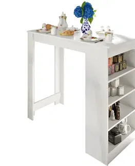 Jedálenské stoly Barový stôl, biela, 117x57 cm, AUSTEN