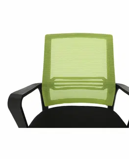 Kancelárske kreslá Kancelárska stolička, sieťovina zelená/látka čierna, APOLO