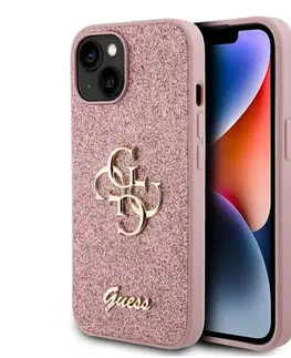 Puzdrá na mobilné telefóny Guess PU Fixed Glitter 4G Metal Logo Zadný Kryt pre iPhone 13, pink 57983116638