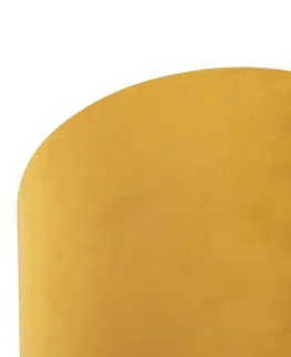 Stropne svietidla Stropné svietidlo s velúrovým odtieňom okrové so zlatom 20 cm - kombi čierna