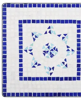 Záhradné jedálenské sety Mozaikový bistro set 3 ks Dekorhome Biela / modrá