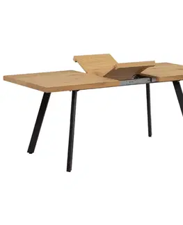 Jedálenské stoly Jedálenský stôl, rozkladací, dub/kov, 140-180x80 cm, AKAIKO