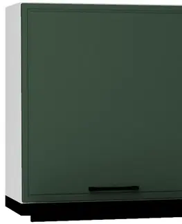 Kuchynské skrinky visiace Kuchynské skrinka Emily W60/68 Slim Pl s čiernou kapucňou zelená mat