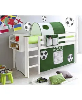 Vyvýšené detské postele Posteľ s priestorom na hru Malte Záves Zelený