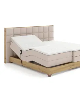 Postele Elektrická polohovacia posteľ, boxspring, béžová/dub artisan, 180x200, TIANA