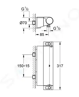 Kúpeľňové batérie GROHE - Grohtherm 2000 Termostatická sprchová batéria, chróm 34469001