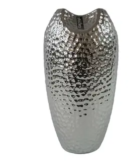 Vázy keramické Keramická váza Silver dots strieborná, 29 cm