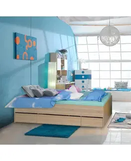 Postele KONDELA Matiasi 90 jednolôžková posteľ s úložným priestorom dub sonoma