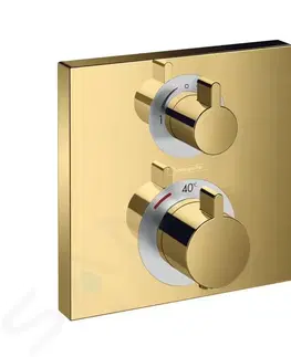 Kúpeľňové batérie HANSGROHE - Ecostat Square Termostatická batéria pod omietku na 2 spotrebiče, leštený vzhľad zlata 15714990