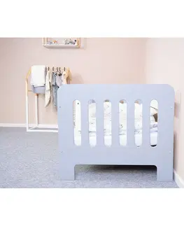 Detské postieľky, cestovné postieľky New Baby Detská posteľ so zábranou Erik biela-sivá, 140 x 70 cm