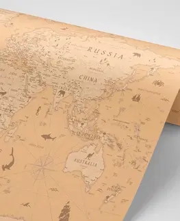 Samolepiace tapety Samolepiaca tapeta mapa v béžovom prevedení