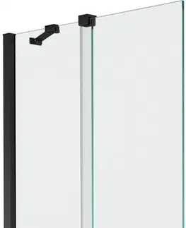 Sprchové dvere MEXEN/S - Velar Dvojkrídlová posuvná vaňová zástena 80 x 150 cm, transparent, čierna 896-080-000-01-70