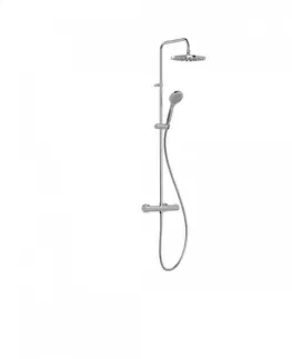 Kúpeľňové batérie Tres BASE PLUS chróm sprchový set termostatický nástenný s hlavovou a ručnou sprchou 21639301 TG 21639301