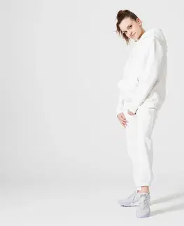 nohavice Dámske fleecové nohavice 500 biele