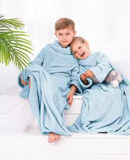 Detské deky Decoking Deka s rukávmi Lazy Kids modrá, 90 x 105 cm