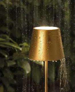 Vonkajšie osvetlenie terasy Sigor LED lampa Nuindie s batériou okrúhla, 38 cm, zlatá
