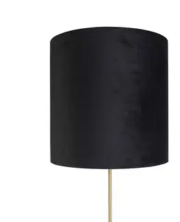 Stojace lampy Stojacia lampa zlatá / mosadz s čiernym velúrovým odtieňom 40/40 cm - Parte