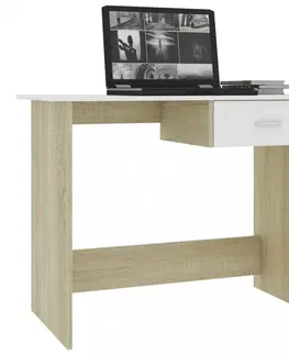 Pracovné stoly Písací stôl so zásuvkou 100x50 cm Dekorhome Biela