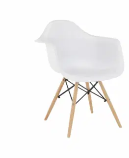 Stoličky Kreslo, biela/buk, DAMEN 2 NEW
