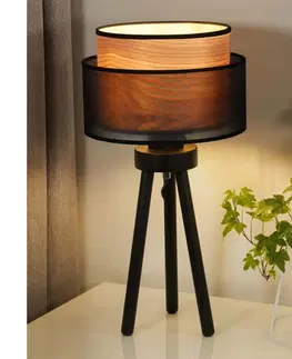 Lampy   - Stolná lampa WOOD BOHO 1xE27/15W/230V čierna/béžová 