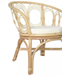 Zahradné stoličky Jedálenská stolička prírodný ratan / plátno Dekorhome Sivá