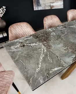Jedálenské stoly Jedálenský stôl DOSHAR Dekorhome Bielo-sivý mramor