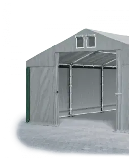Záhrada Skladový stan 5x10x2,5m strecha PVC 560g/m2 boky PVC 500g/m2 konštrukcie ZIMA PLUS Zelená Šedá Šedá