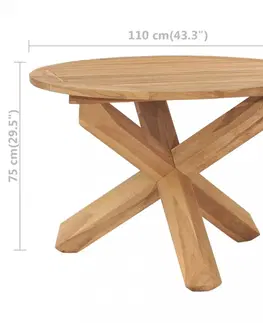Záhradné stoly Zahradní jídelní stůl teak Dekorhome 110 cm