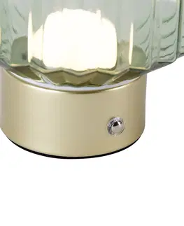 Stolove lampy Moderná stolná lampa mosadzná so zeleným sklom nabíjateľná - Millie