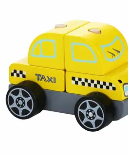 Hračky - autíčka CUBIKA - 13159 Taxi vozidlo - drevená skladačka 5 dielov