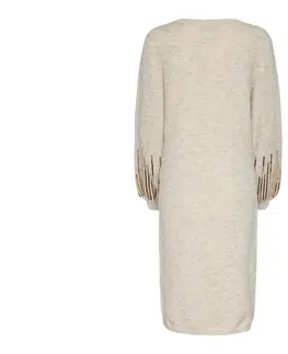 Dresses Úpletové šaty s flitrami, béžové
