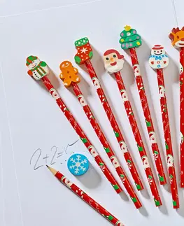 Vianočné dekorácie 8 vianočných ceruziek s gumou