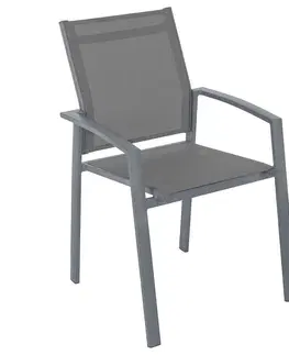 Záhradné stoličky a kreslá DEOKORK Hliníkové kreslo s textíliou BERGAMO (sivá)