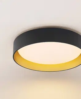 Stropné svietidlá Lindby Lindby Gracjan LED stropné svietidlo CCT čierna zlatá