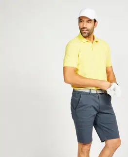 dresy Pánska golfová polokošeľa s krátkym rukávom MW500 žltá