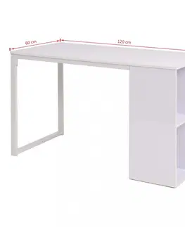 Písacie stoly Písací stôl s regálom 120x60 cm Dekorhome Biela
