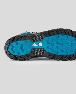 turistická obuv Pánska turistická polovysoká obuv SH500 hrejivá a nepremokavá modrá