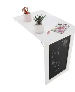 Písacie a pracovné stoly KONDELA Zalman skladací písací stôl na stenu s tabuľou biela / čierna