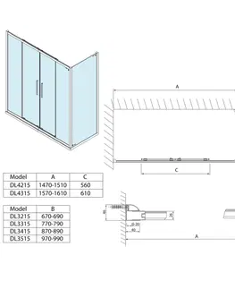 Sprchové dvere POLYSAN - LUCIS LINE obdĺžniková sprchová zástena 1600x800 L/P varianta DL4315DL3315