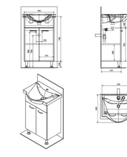 Kúpeľňa AQUALINE - KERAMIA FRESH umývadlová skrinka 51,1x74x34cm, dub platin 50058
