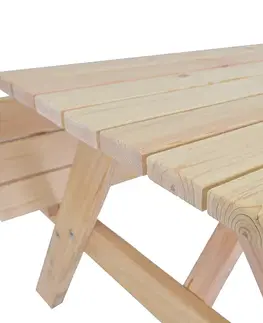 Záhradné zostavy Masívny drevený pivný set so sklopnými lavicami 180 cm (prírodný)