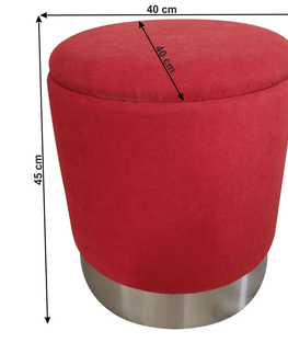 Taburetky KONDELA Daron taburetka s úložným priestorom oxy fire červená / chróm