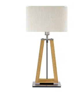 Stolové lampy HerzBlut Stolová lampa HerzBlut Bi Bob, olejovaný dub/krémová farba